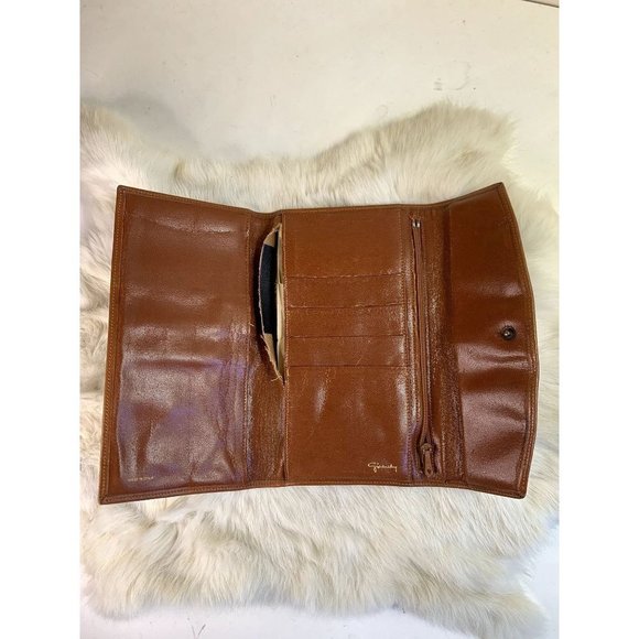 Vintage Givenchy Tan Leather Wallet Tri-fold Bag Clutch - Picture 10 of 14